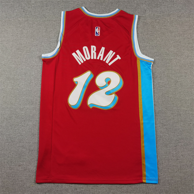 Men Memphis Grizzlies 12 Morant red 2024 2025 NBA jersey